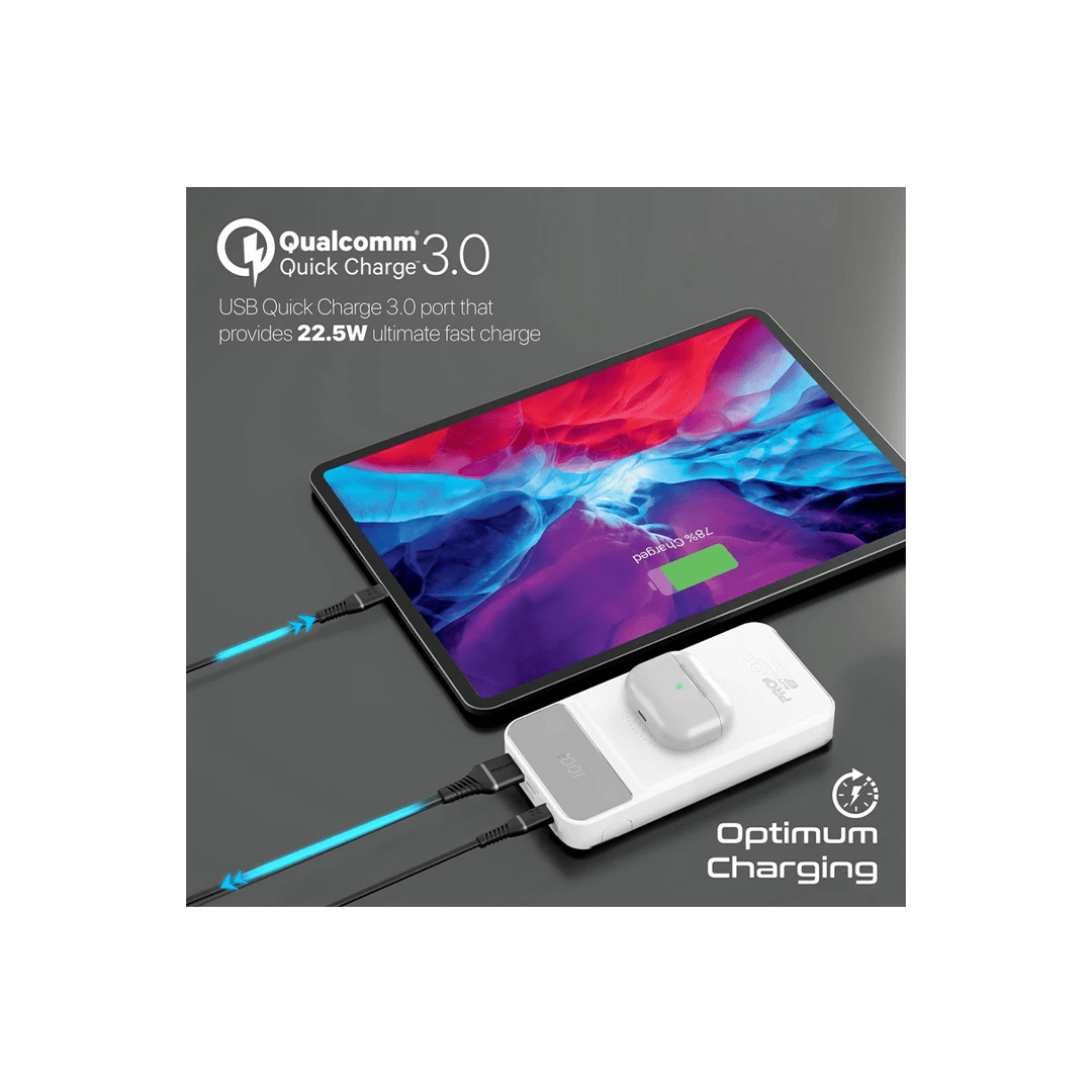Promate AuraTorq-20 Ultra Slim 15W 20000mAh Wireless Charging Power Bank with 20Watt PD & QC3.0 - White in Qatar Promate AuraTorq-20 Ultra Slim 15W 20000mAh Wireless Charging Power Bank with 20Watt PD & QC3.0 - White in Qatar
